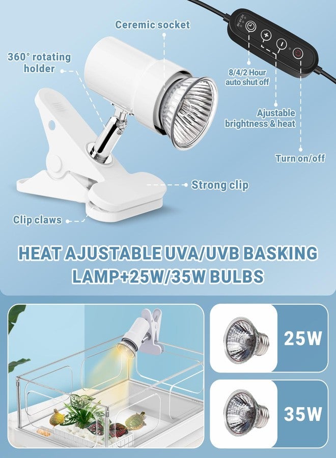 GOZILLA Small Turtle Tank Kit(Tank+Lamp+Filter), Acrylic Turtle Starter Kit with Adjustable Lamp, Reptile Habitat and Terrarium with Multi-Functional Areas for Small Reptiles. (White Kit) - Image 4